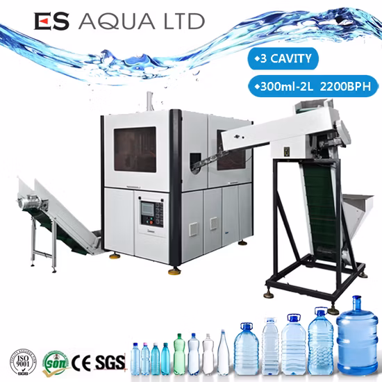 Máquina automática de fabricación de botellas de PET con moldeo por soplado y soplador semiautomático